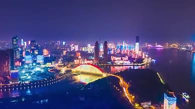 4K航拍延时武汉江汉路城市夜景视频的预览图